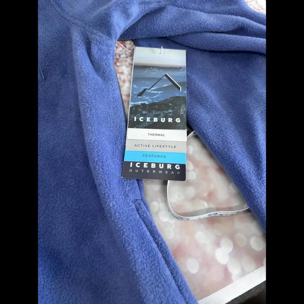 NWT Iceburg Fleece Unisex Jacket Size Large Blue Full Zipper Pockets‎